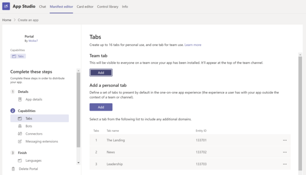 Tabs hinzufügen