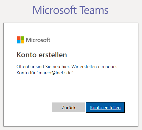 Anmeldung Microsoft Teams Screenshot 2