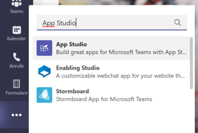 App Studio in MS Teams