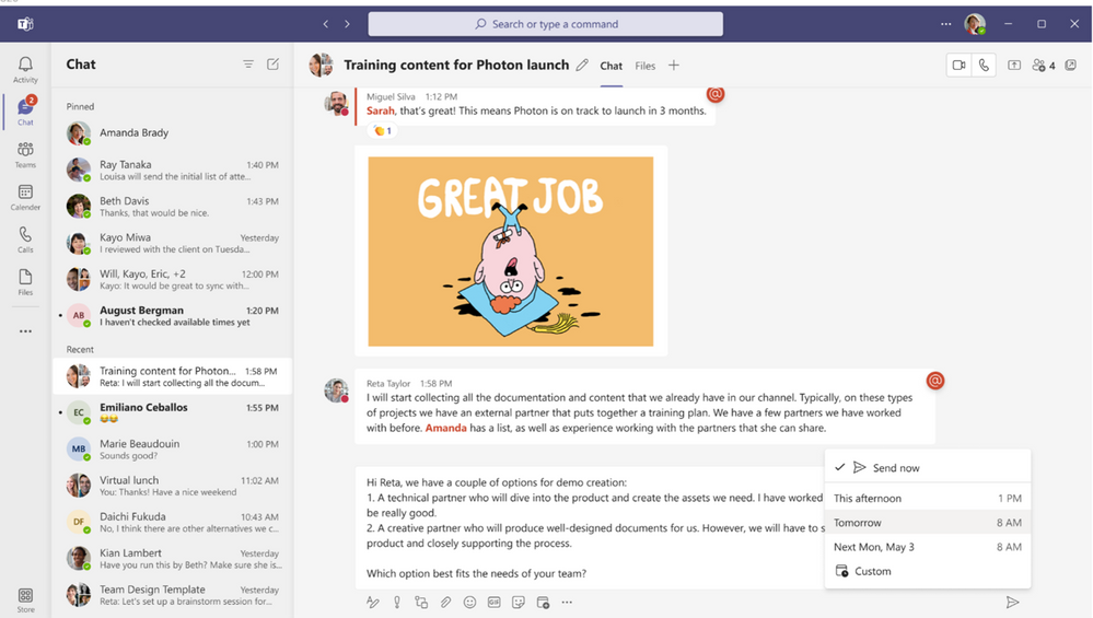 Chat Scheduling