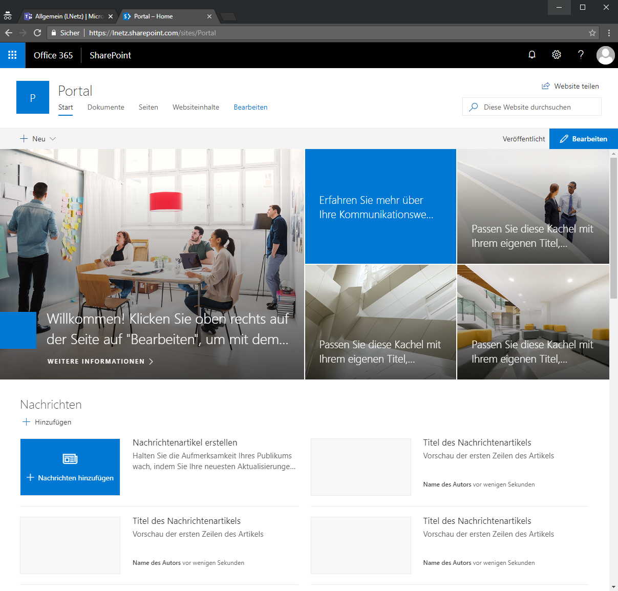 Office 365 SharePoint Communication Site Screenshot